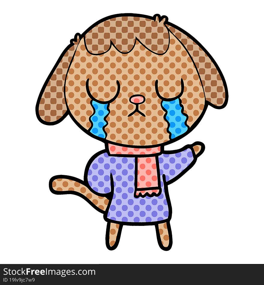 cute cartoon dog crying. cute cartoon dog crying