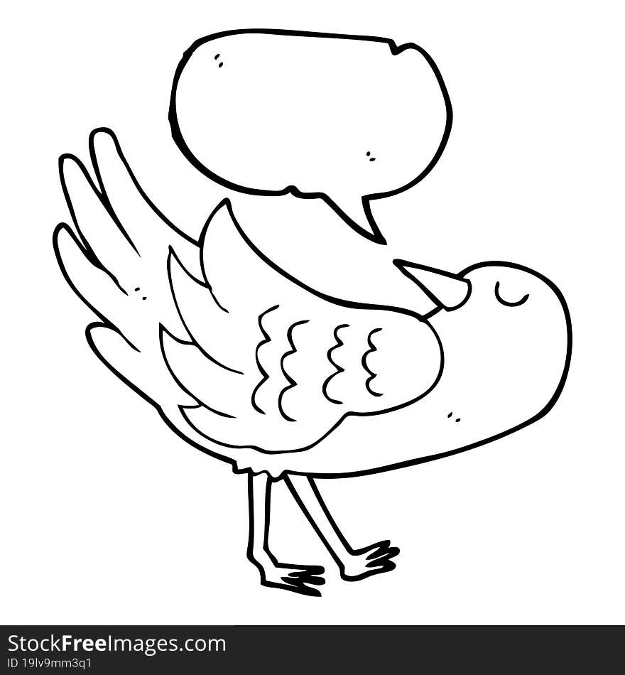 freehand drawn speech bubble cartoon bird