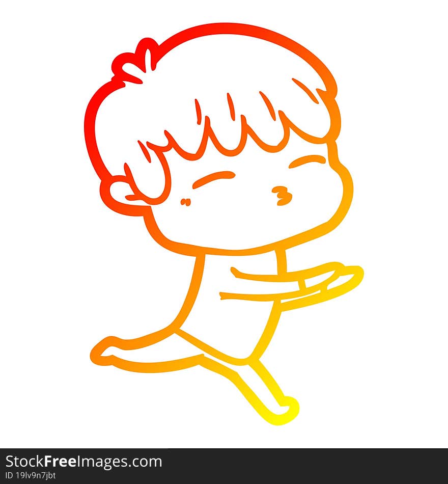 Warm Gradient Line Drawing Cartoon Curious Boy