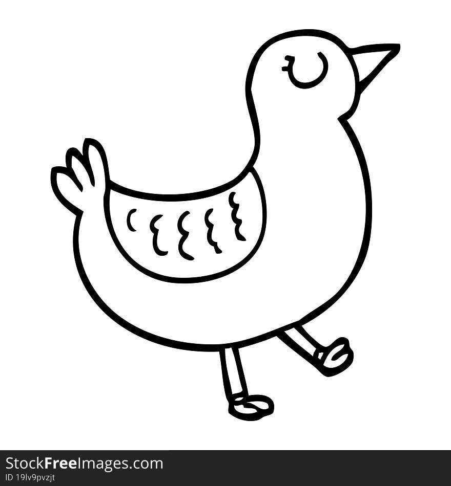 Black And White Cartoon Bird