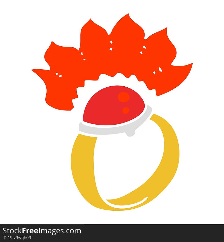 Flat Color Illustration Of A Cartoon Magic Ruby Ring