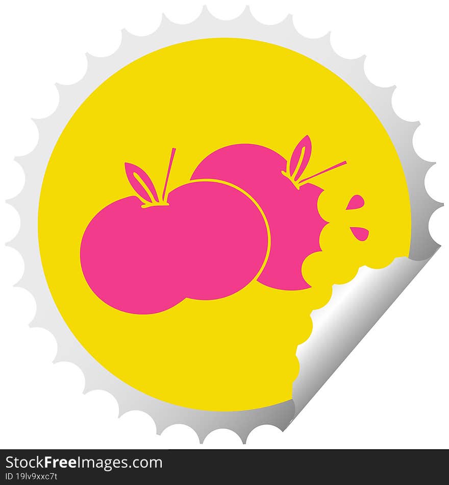 circular peeling sticker cartoon juicy apple