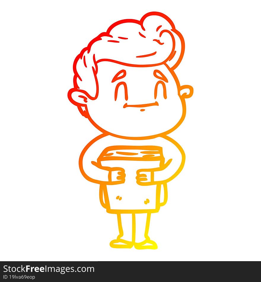 warm gradient line drawing happy cartoon man