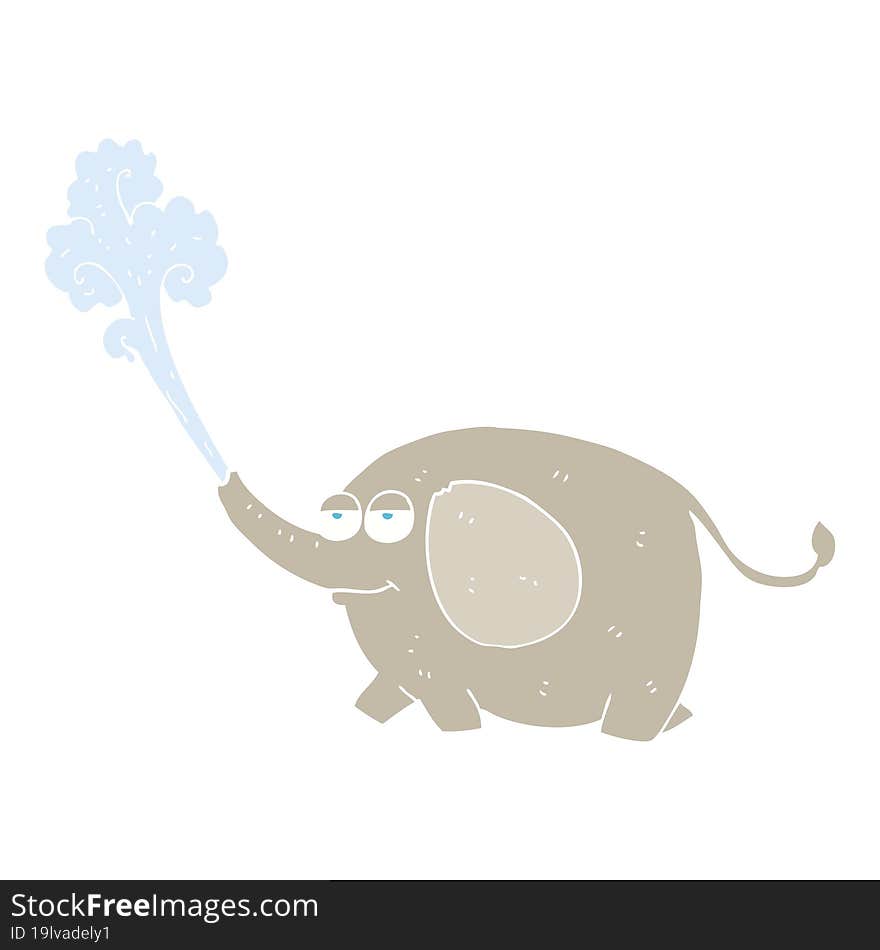 Flat Color Illustration Of A Cartoon Elephant Squirting Water