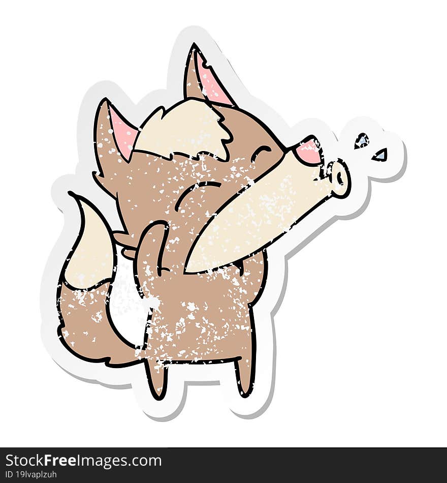 distressed sticker of a howling wolf cartoon