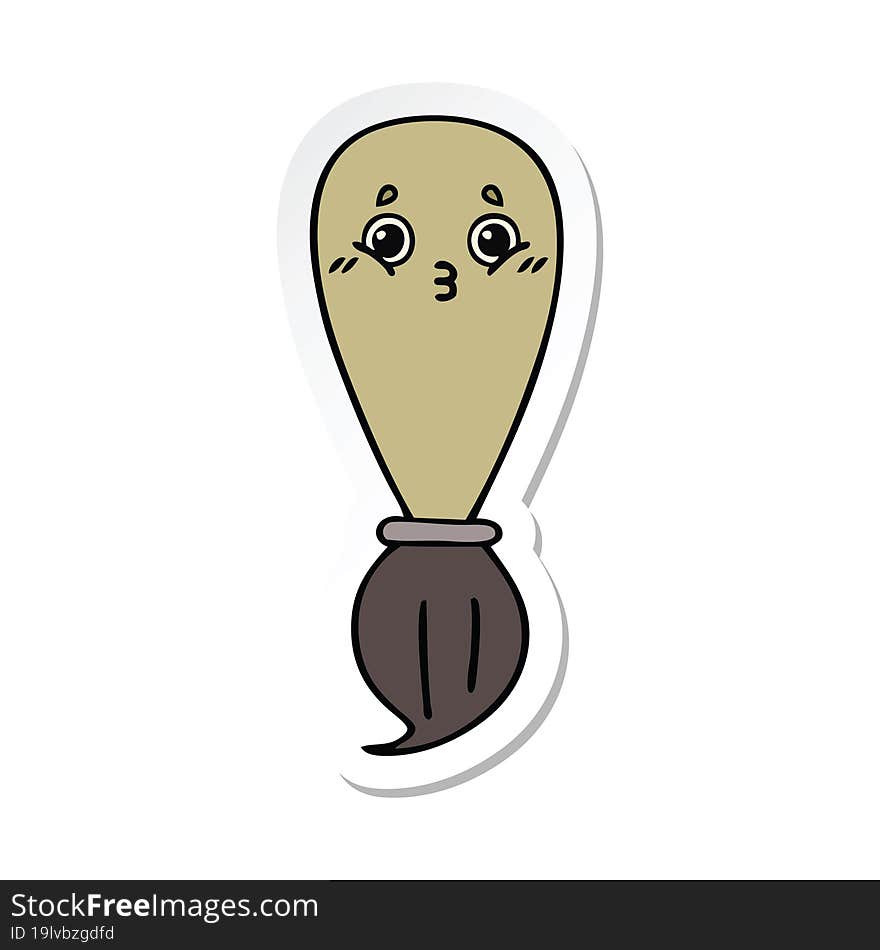 sticker of a cute cartoon paint brush