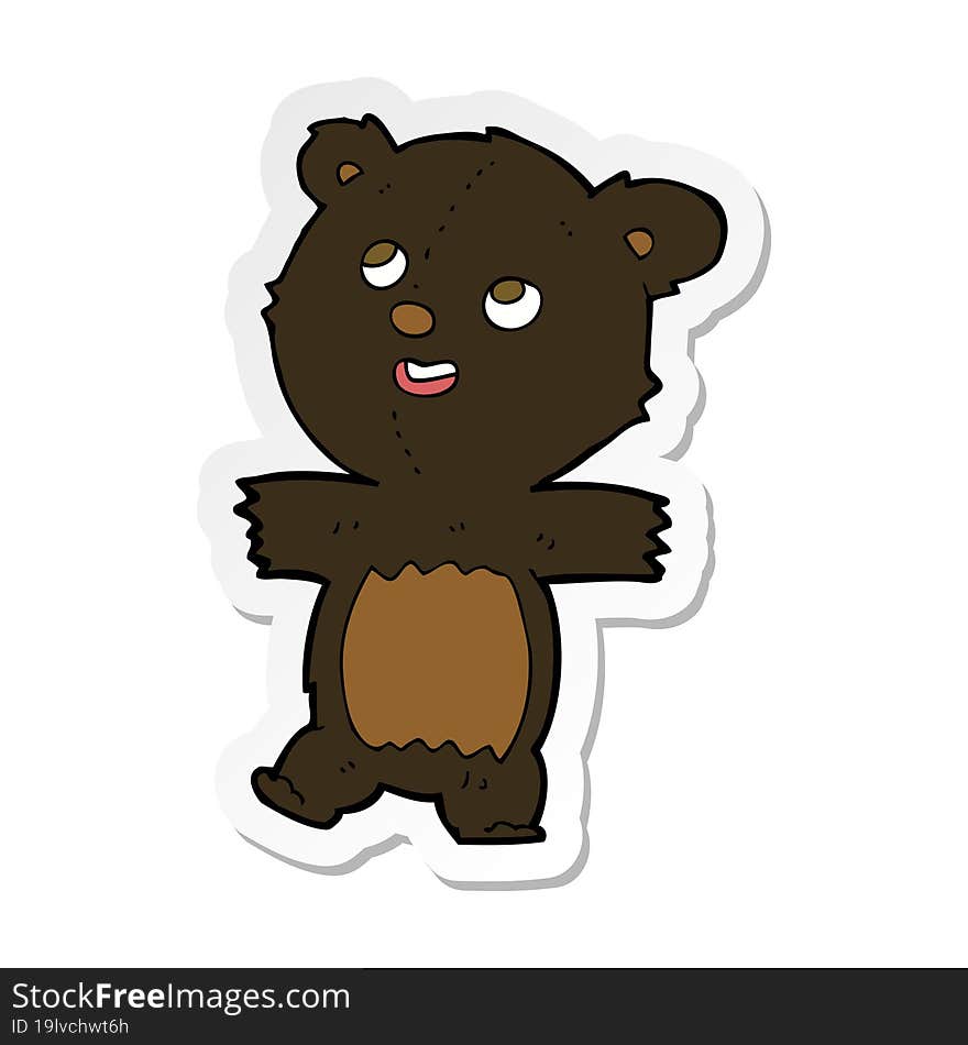 Sticker Of A Cartoon Black Bear