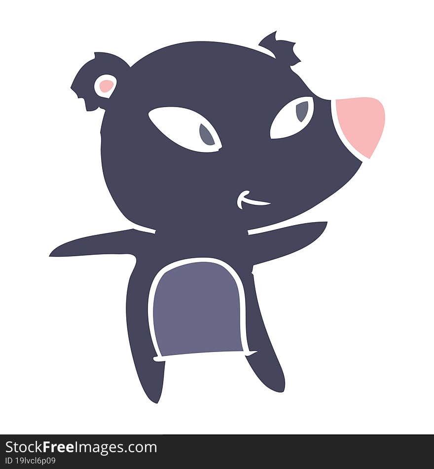 cute flat color style cartoon bear