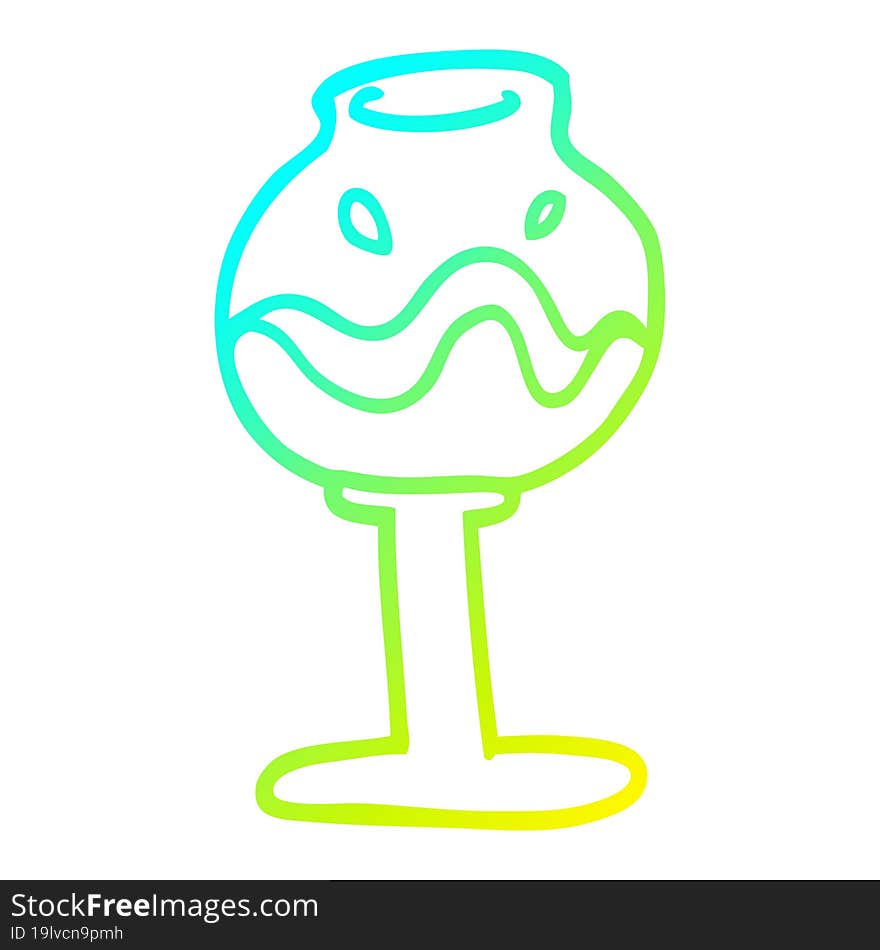 cold gradient line drawing of a cartoon glass of wine