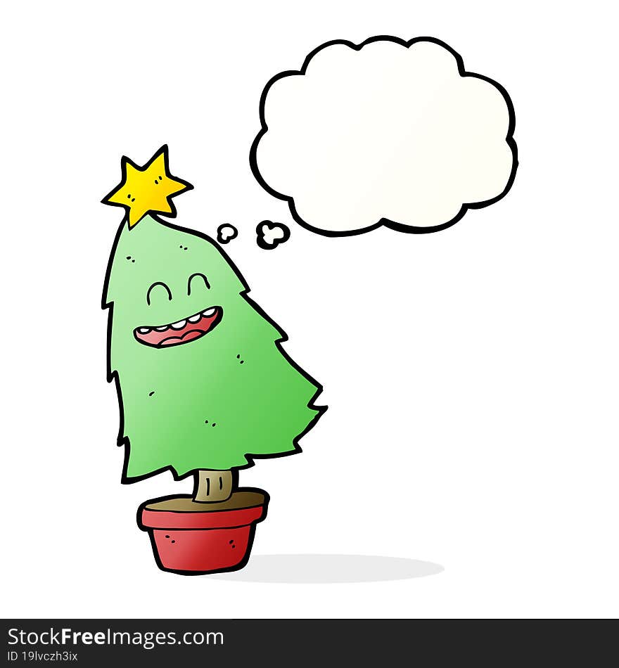 Cartoon Dancing Christmas Tree With Thought Bubble