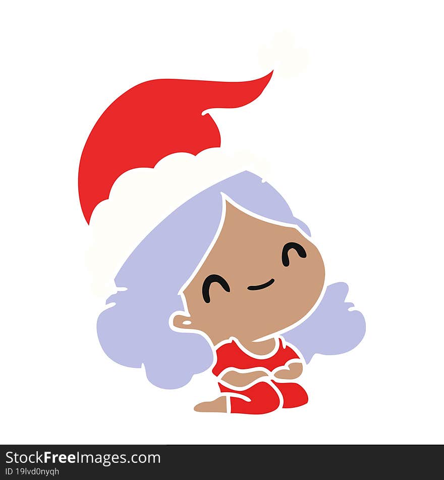 hand drawn christmas cartoon of kawaii girl