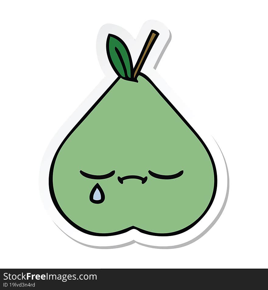 sticker of a cute cartoon green pear