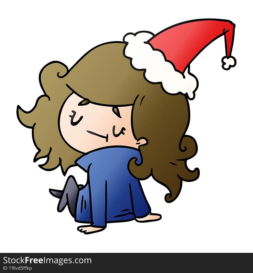 christmas gradient cartoon of kawaii girl