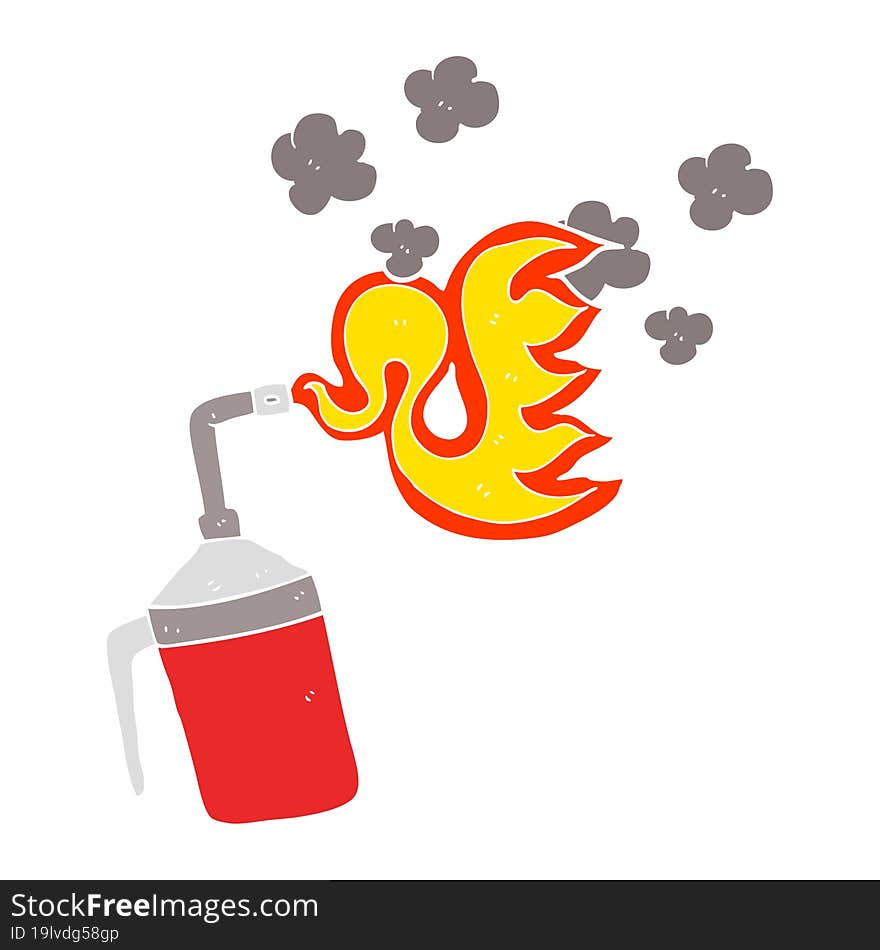 Flat Color Illustration Of A Cartoon Blow Torch