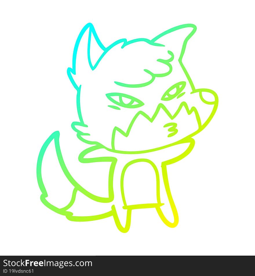 cold gradient line drawing clever cartoon fox