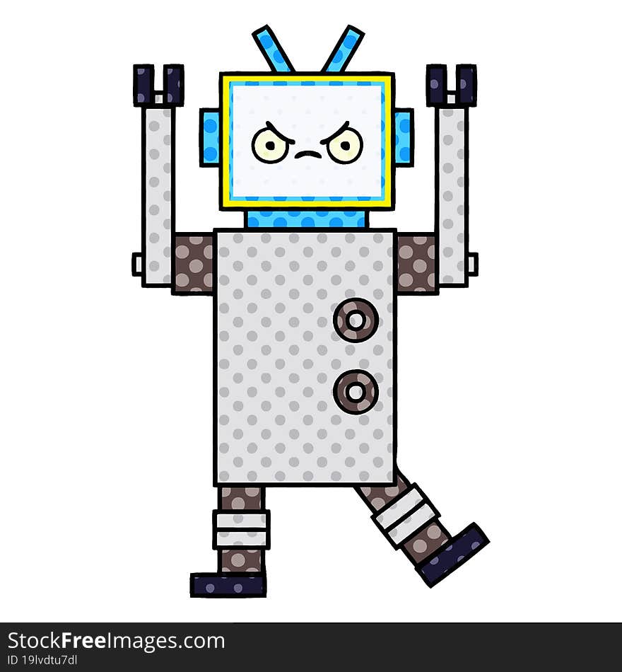 comic book style cartoon of a robot