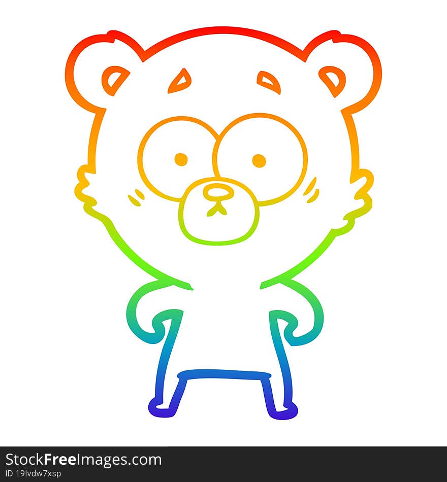 rainbow gradient line drawing surprised bear cartoon