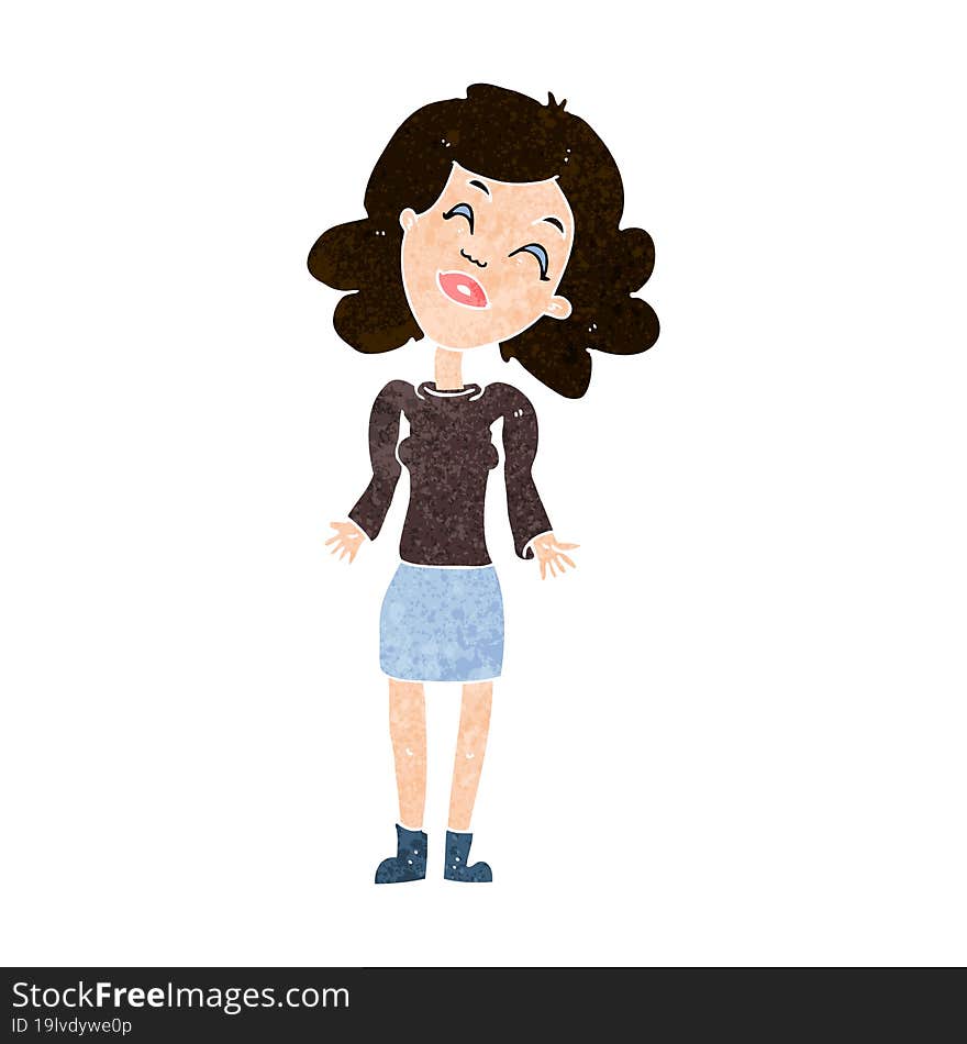 cartoon woman shrugging shoulders