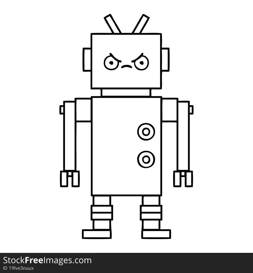 line drawing cartoon of a robot. line drawing cartoon of a robot