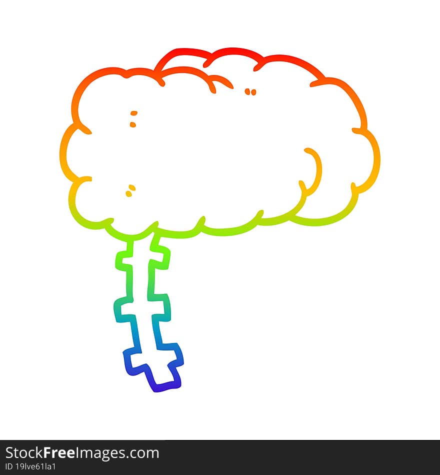 rainbow gradient line drawing cartoon brain