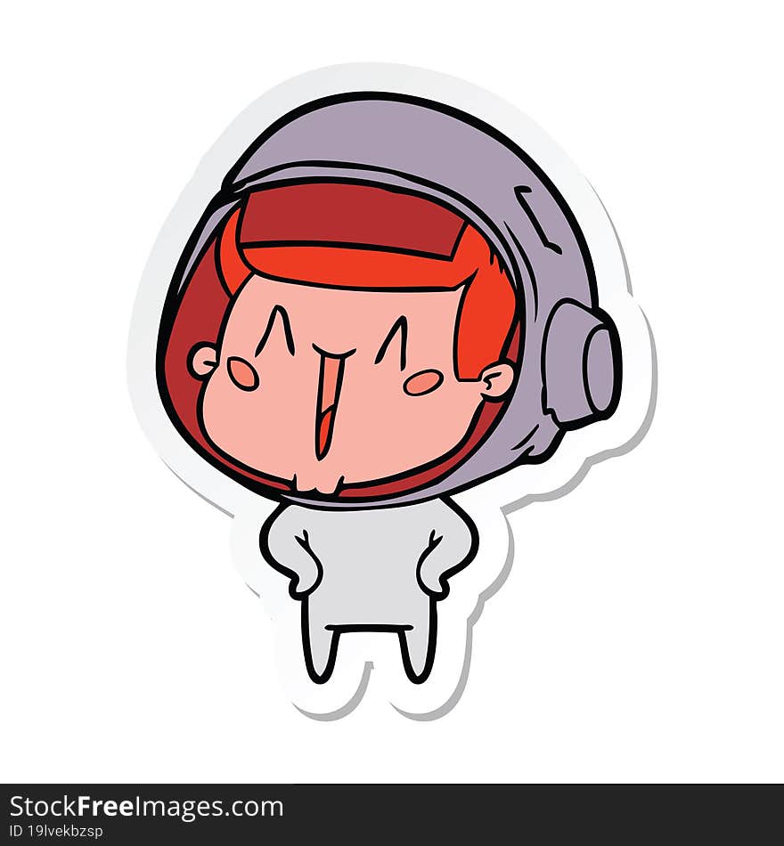 Sticker Of A Happy Cartoon Astronaut