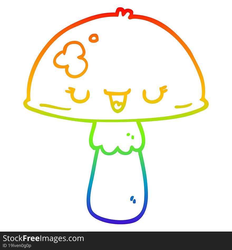 rainbow gradient line drawing cartoon mushroom