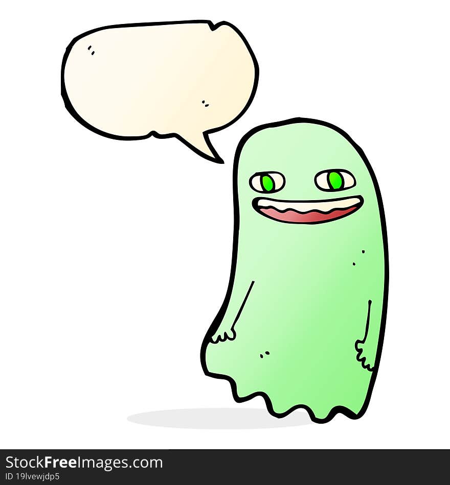 funny cartoon ghost with speech bubble