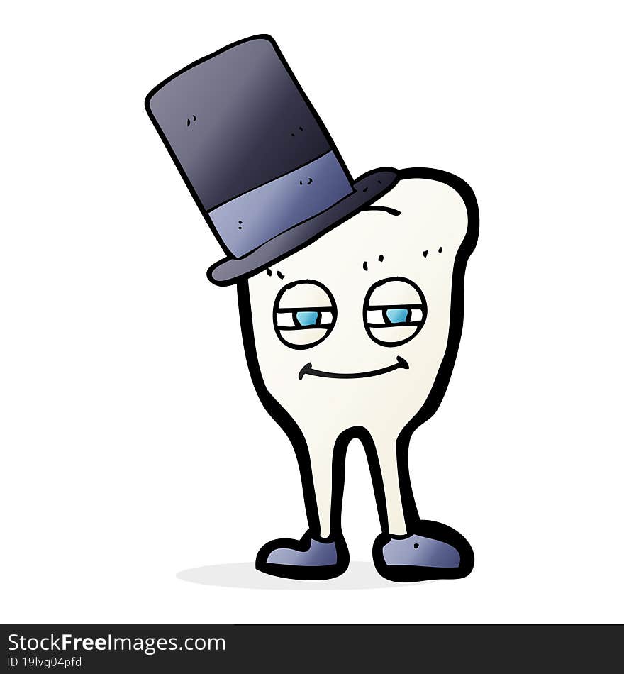 Cartoon Tooth Wearing Top Hat