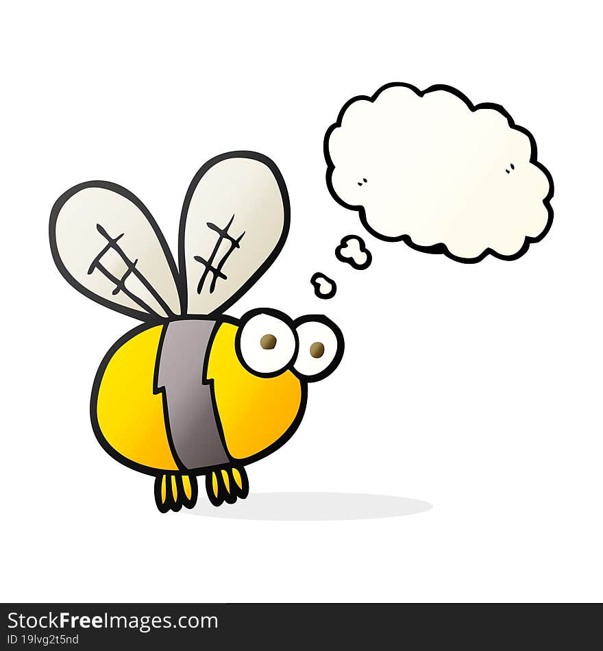 freehand drawn thought bubble cartoon bee