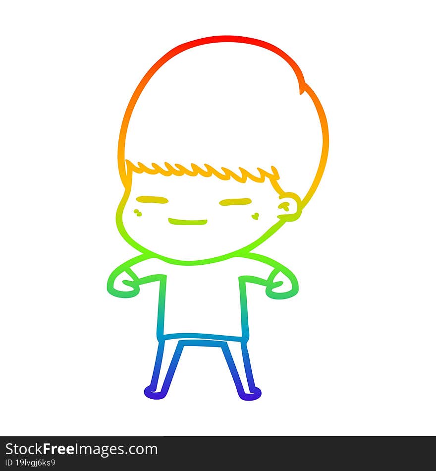 rainbow gradient line drawing cartoon smug boy