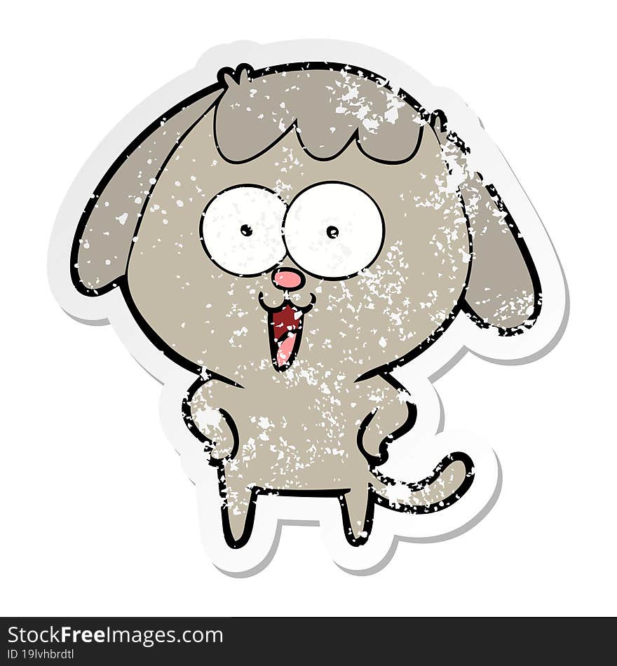 Distressed Sticker Of A Cute Cartoon Dog