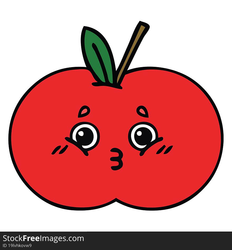 cute cartoon of a red apple. cute cartoon of a red apple