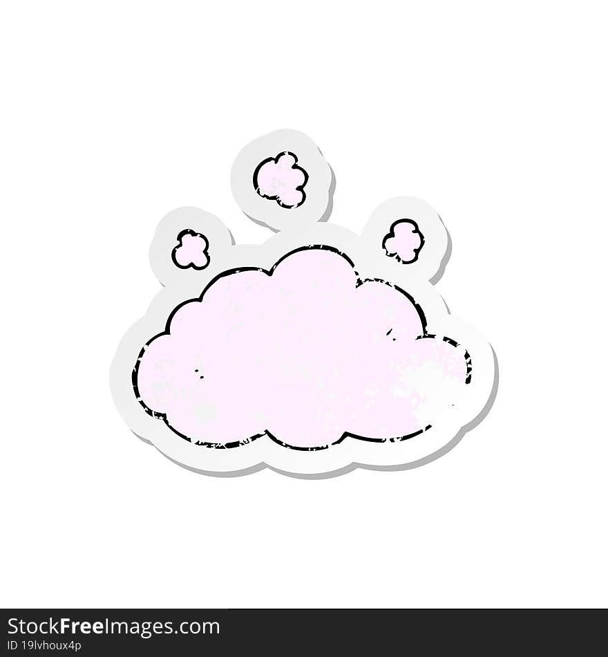 retro distressed sticker of a cartoon fluffy pink cloud