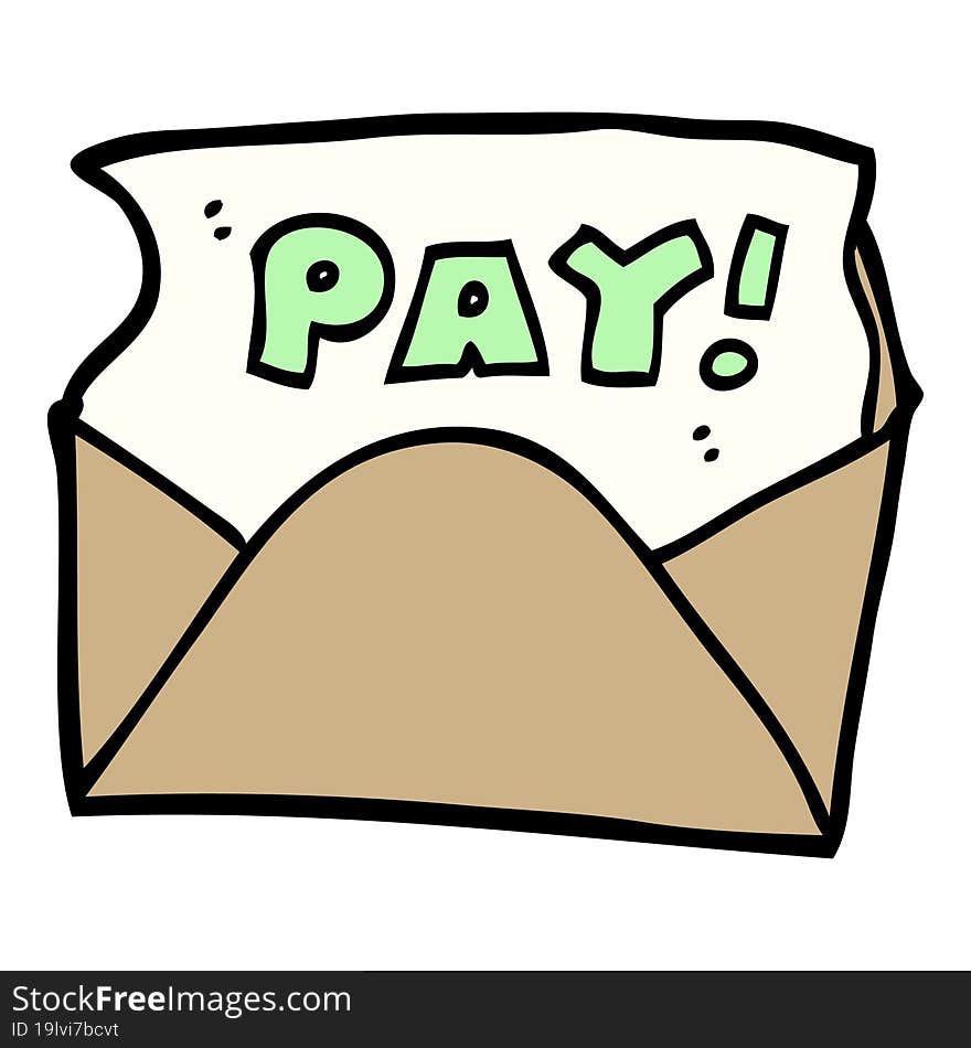 hand drawn doodle style cartoon pay packet