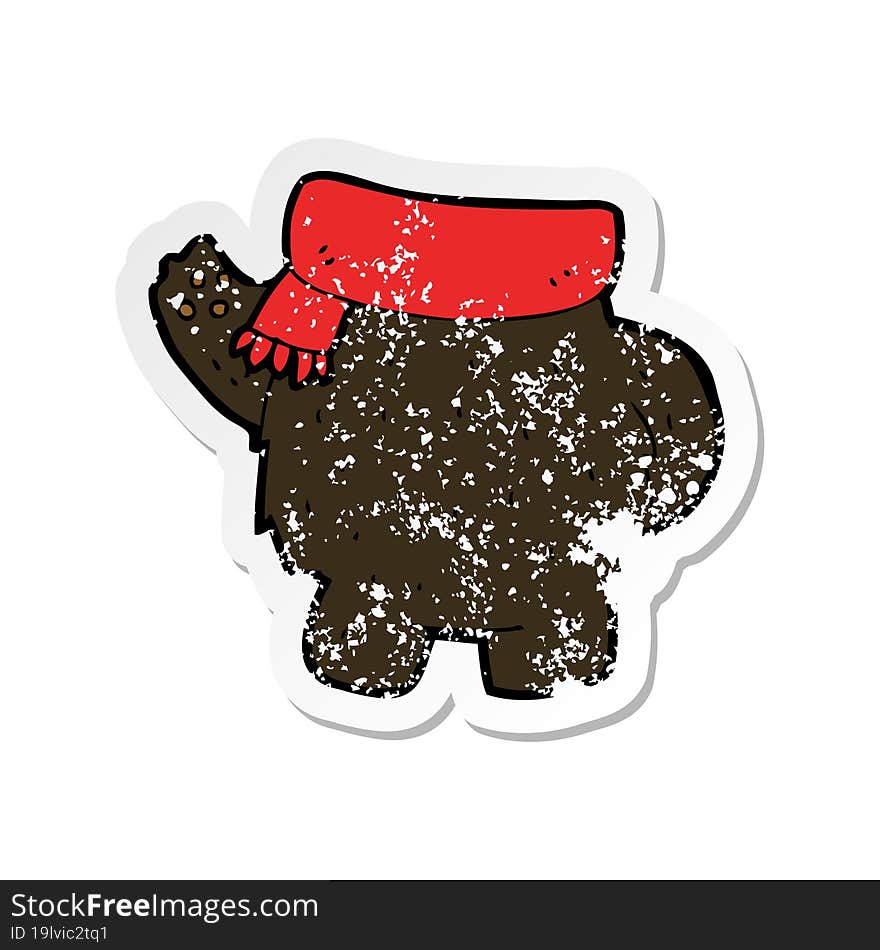 retro distressed sticker of a cartoon black bear body