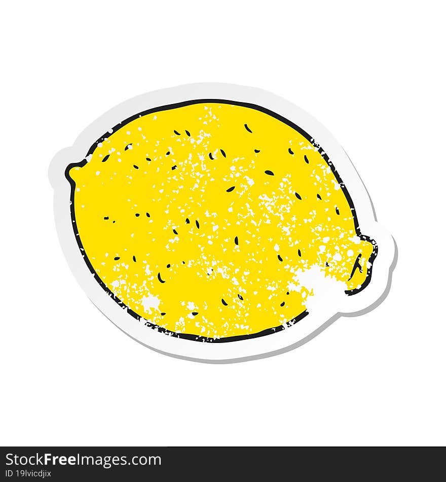 retro distressed sticker of a cartoon lemon