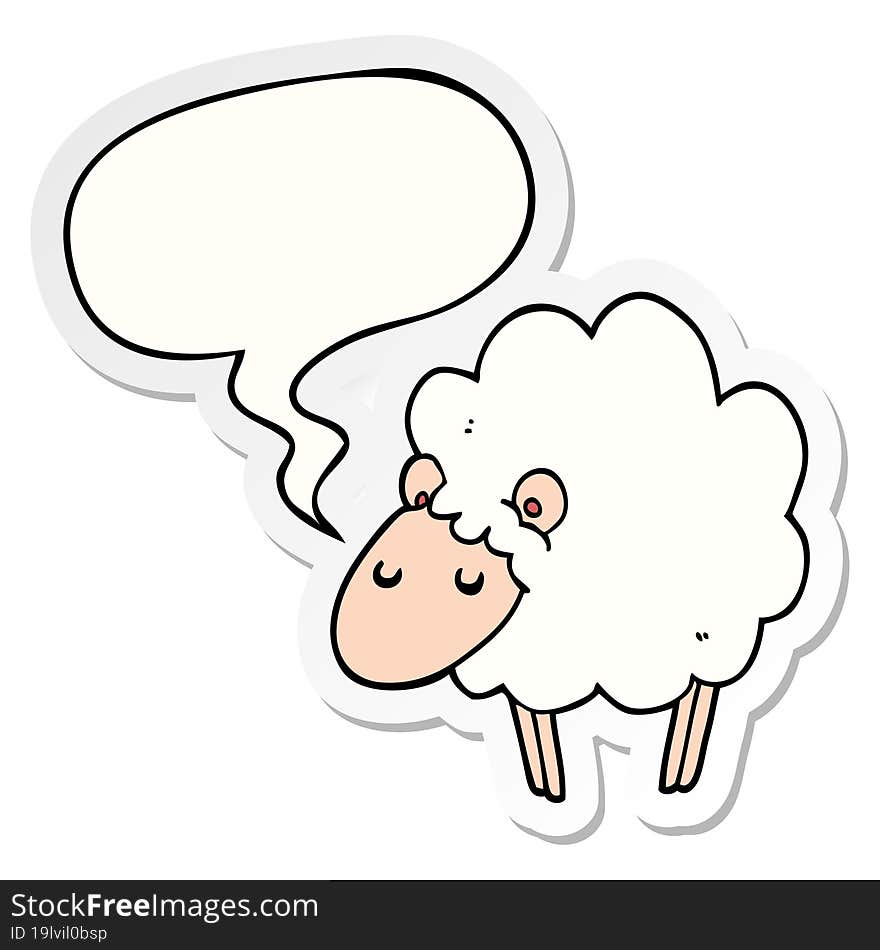 Cartoon Sheep And Speech Bubble Sticker