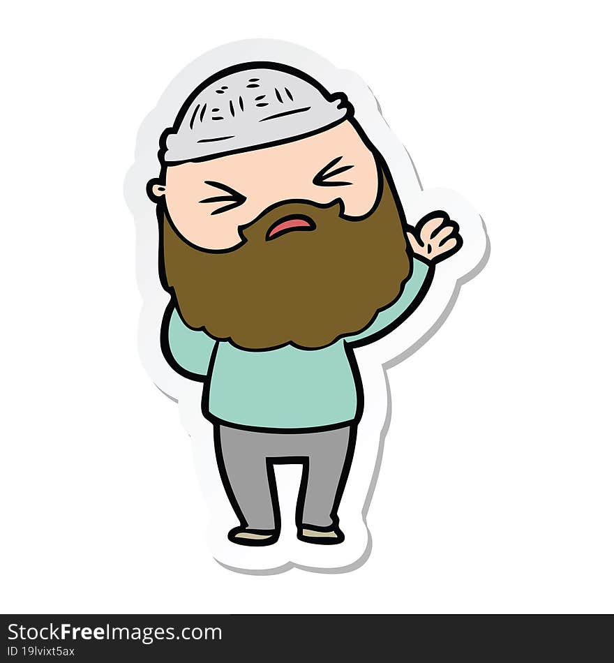 sticker of a cartoon man with beard