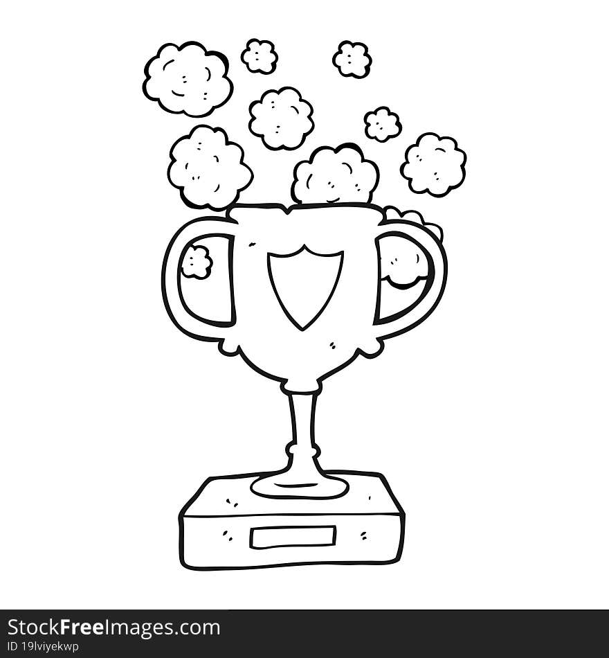 black and white cartoon old trophy