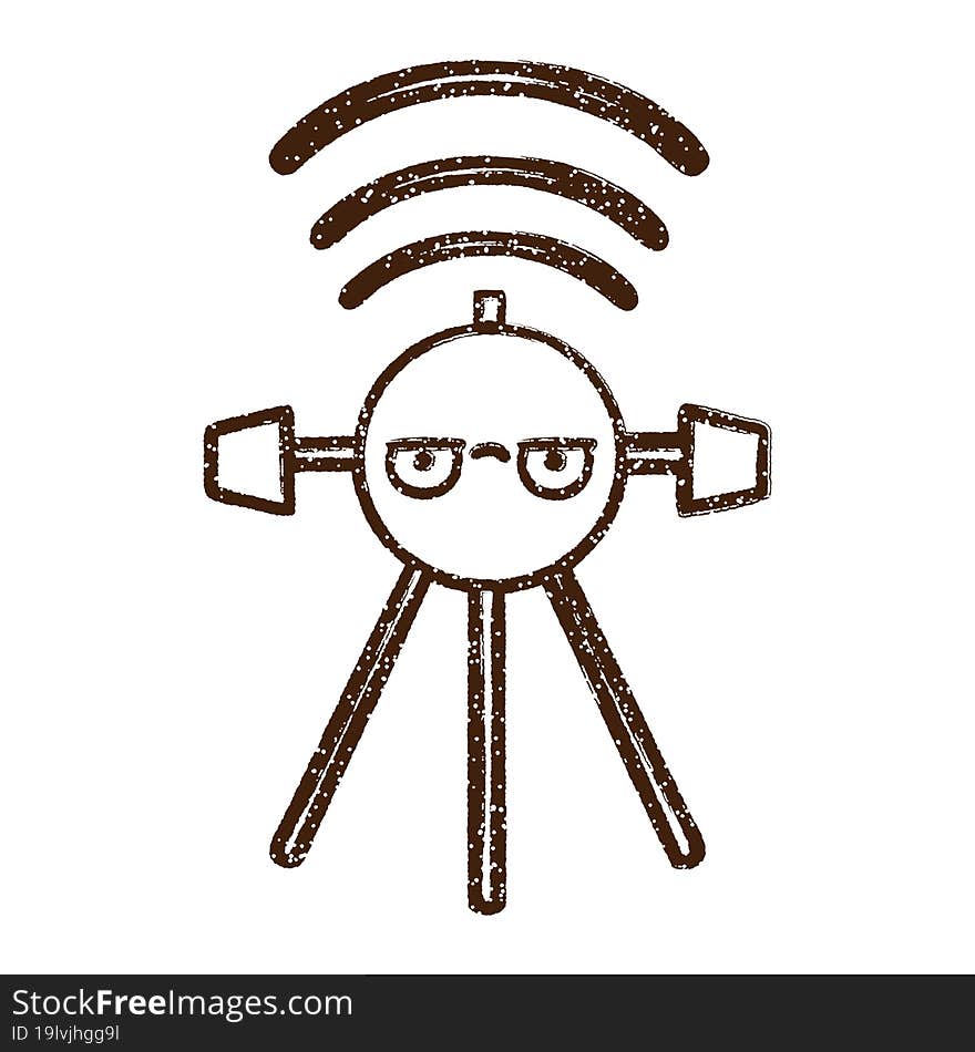 Satellite Signalling Charcoal Drawing