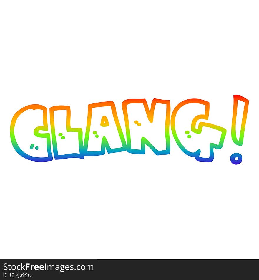 rainbow gradient line drawing cartoon word clang