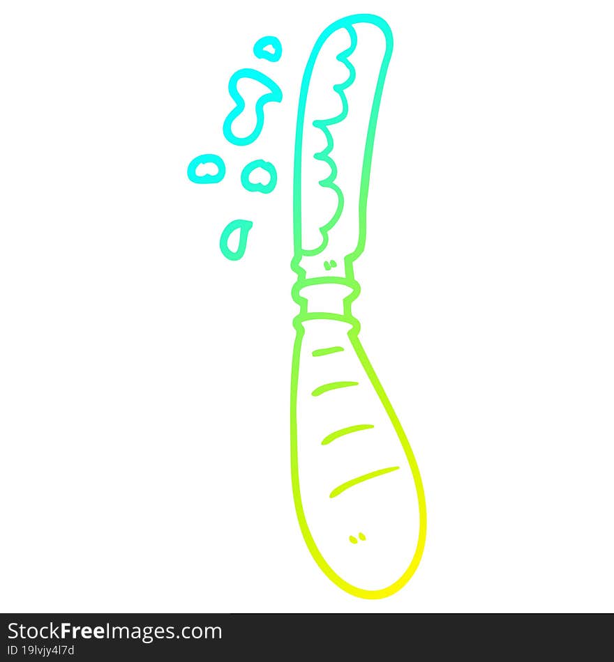 cold gradient line drawing of a cartoon butter knife