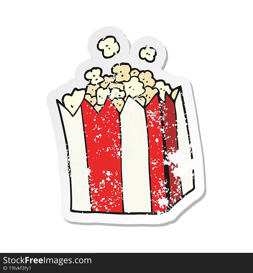 Retro Distressed Sticker Of A Cartoon Popcorn