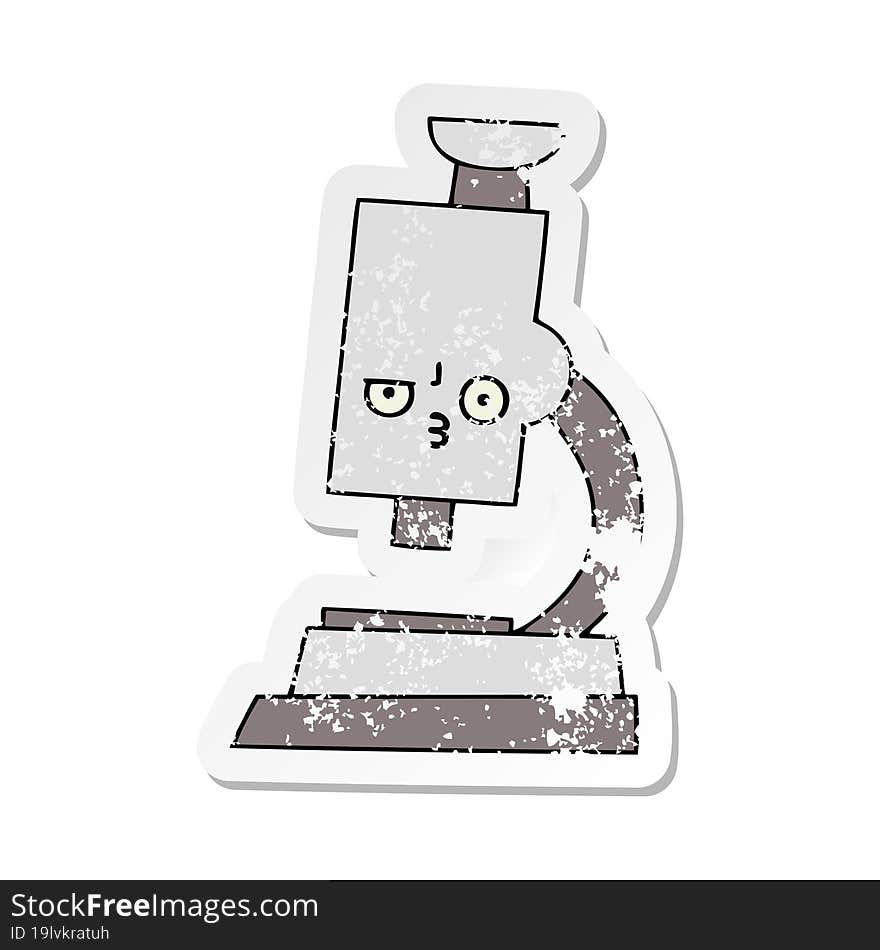 distressed sticker of a cute cartoon microscope