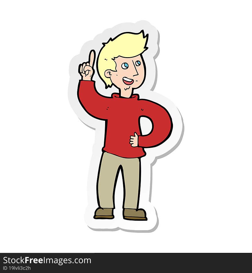 sticker of a cartoon man with idea