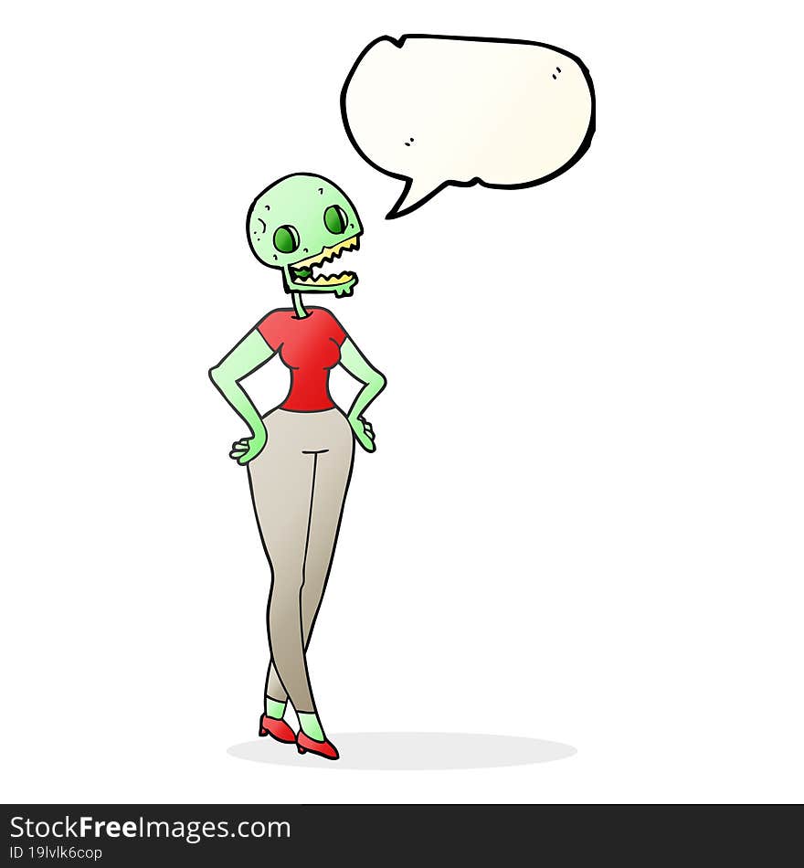 speech bubble cartoon zombie woman