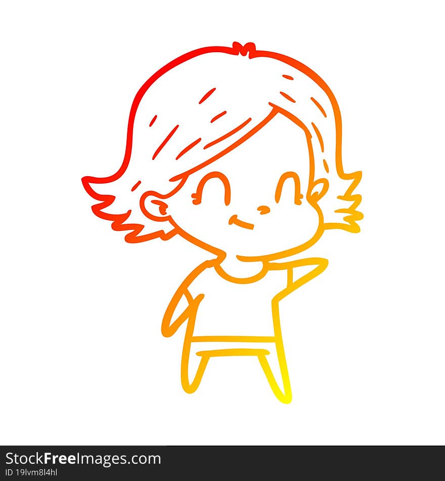 warm gradient line drawing cartoon friendly girl