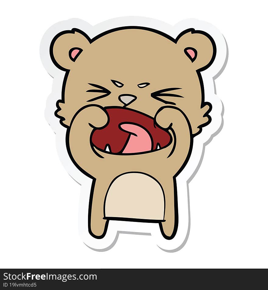 sticker of a angry cartoon bear