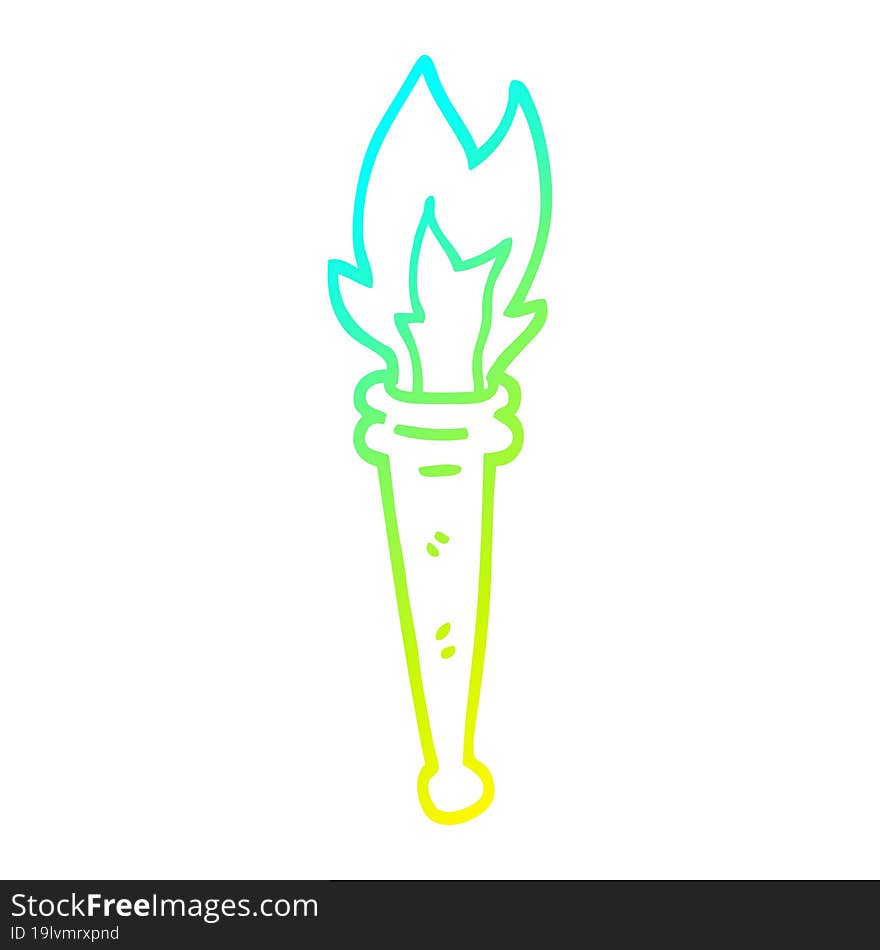 cold gradient line drawing cartoon sports torch