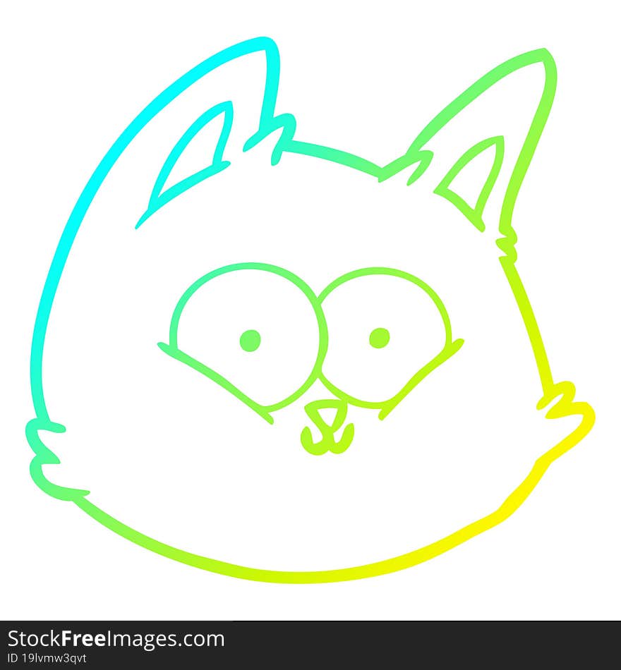 cold gradient line drawing cartoon cat face